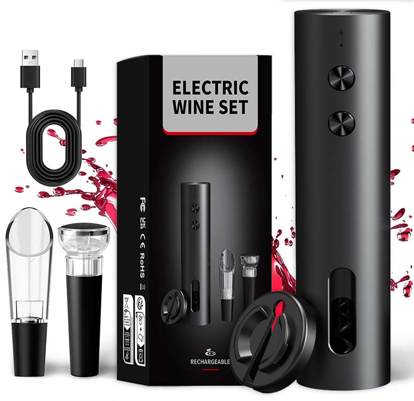 Bottle Stopper Set - Conjunto Abridor de Vinho Elétrico 4