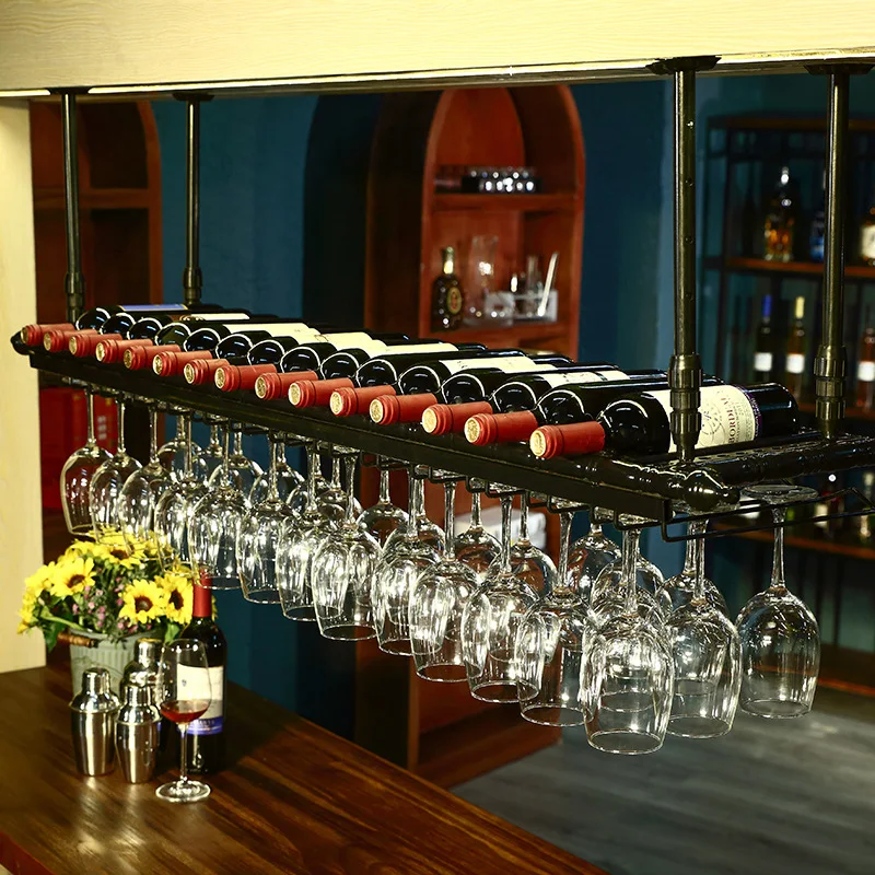Wine Rack Wall Mount - Ferro Metal Fundição Teto Pendurar, Vinho