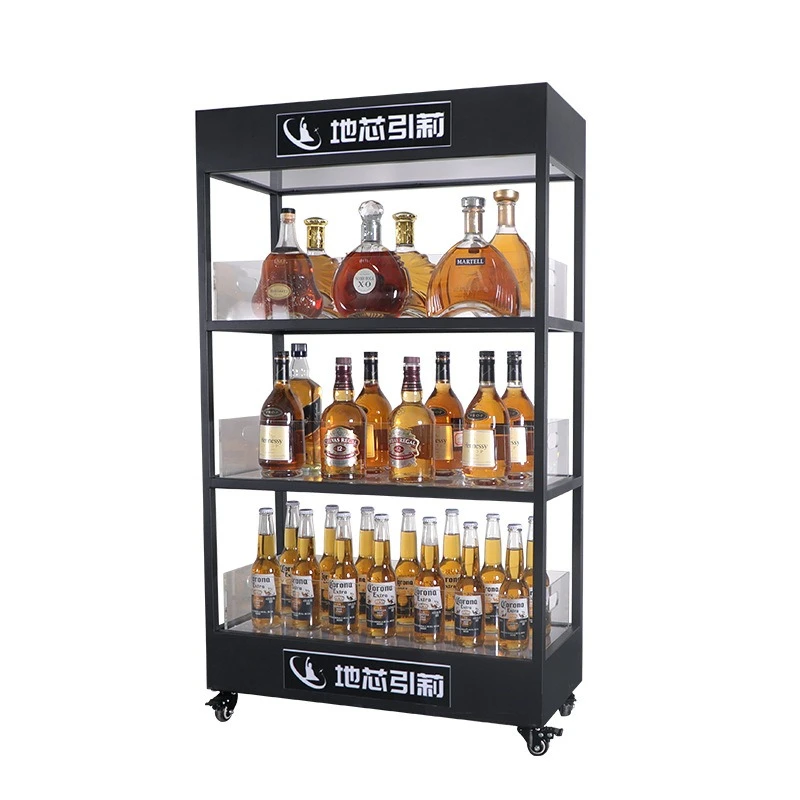 Wine Beer Rack - Armário de vinho luminoso de três