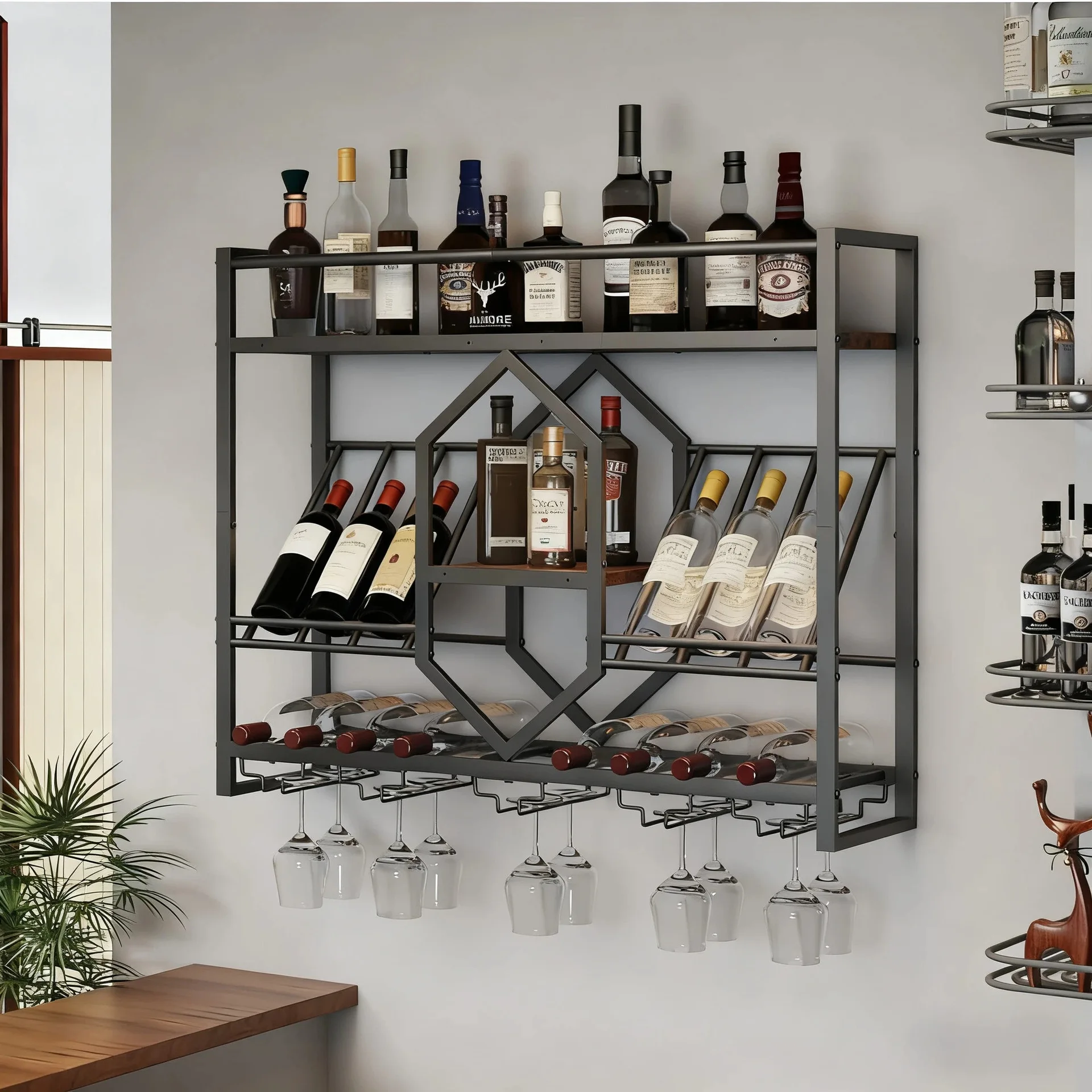 Suporte de vinho em ferro forj - Wine Rack Wall Mount avaliação e preço