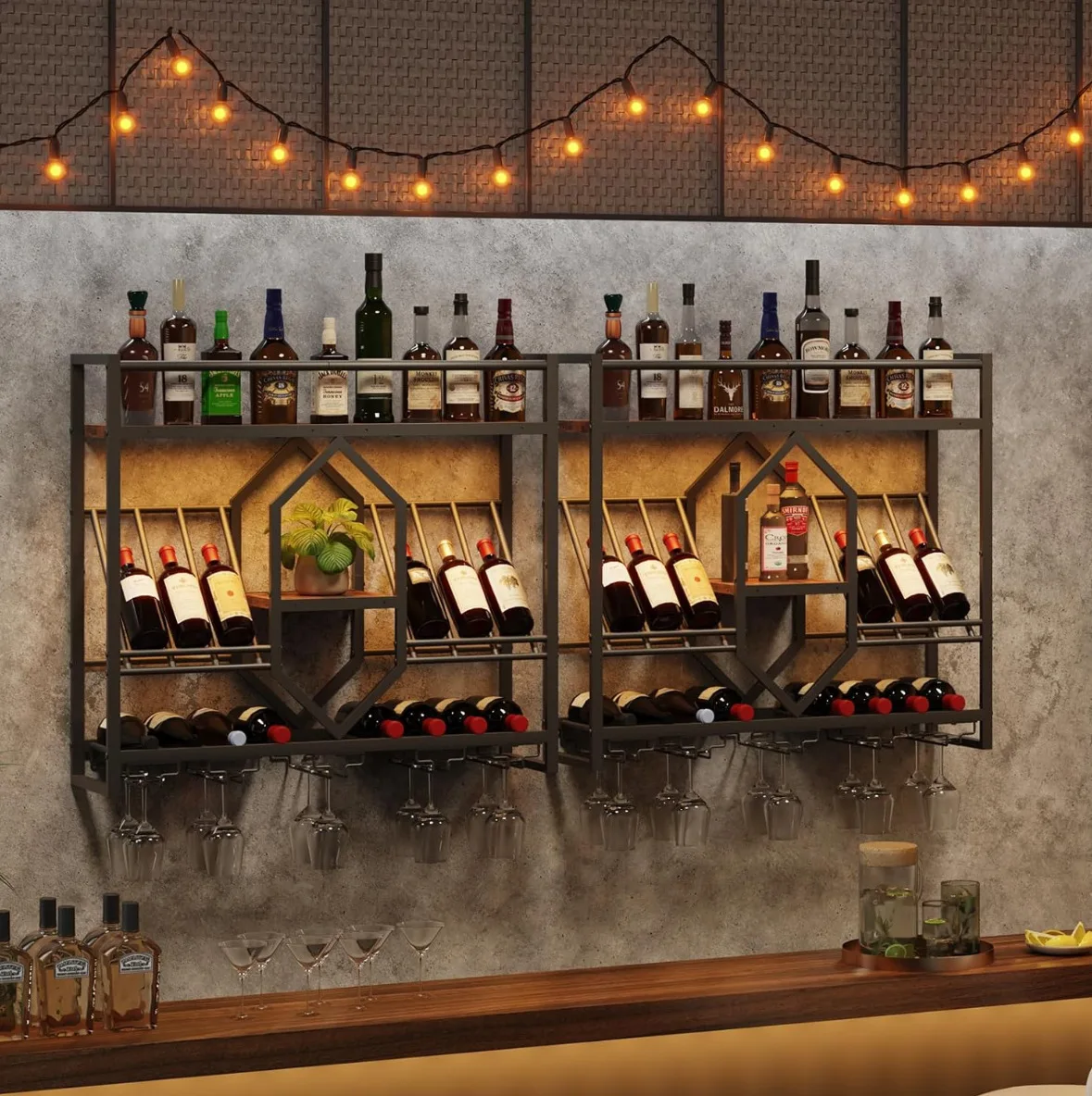 Suporte de vinho em ferro forj - Wine Rack Wall Mount avaliação e preço